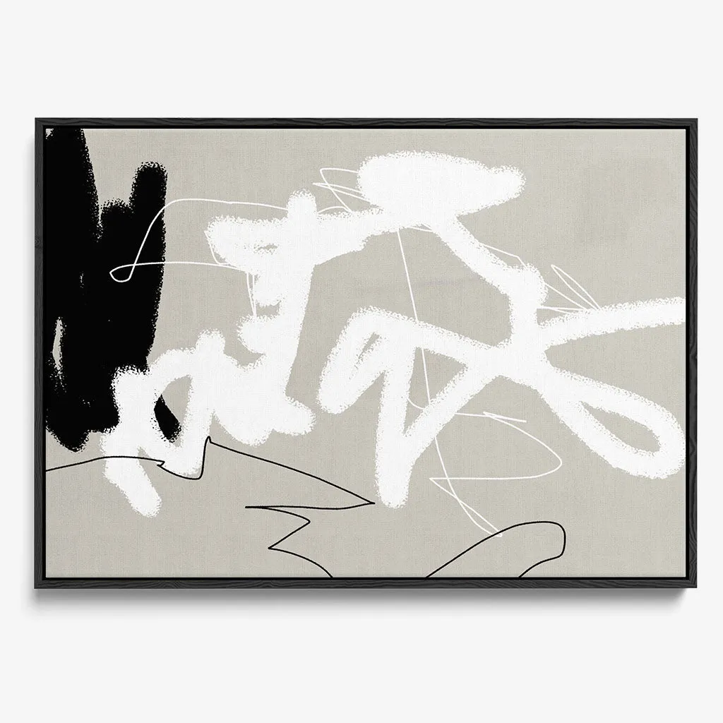 Abstract Lines On Beige Framed Canvas