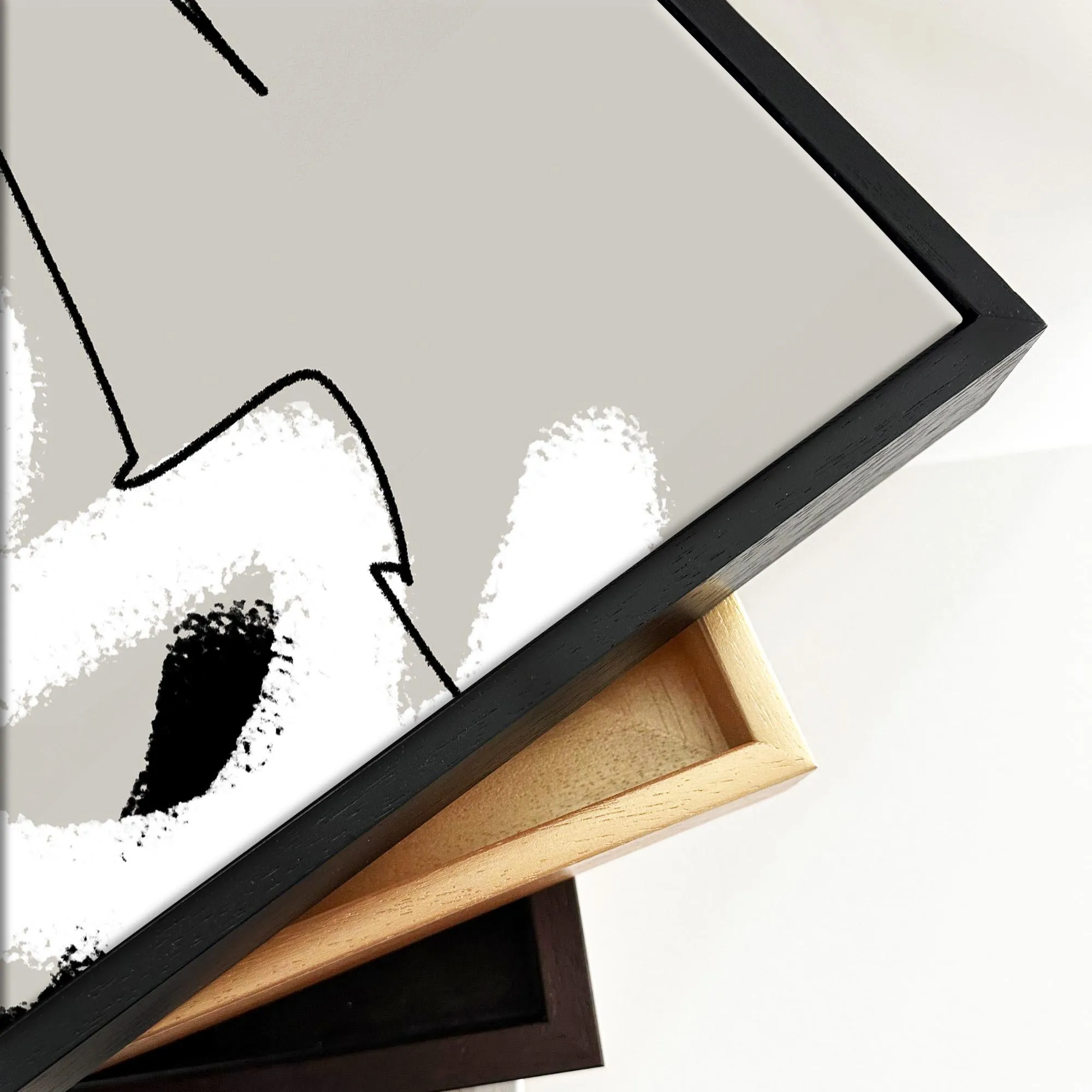 Abstract Lines On Beige Framed Canvas