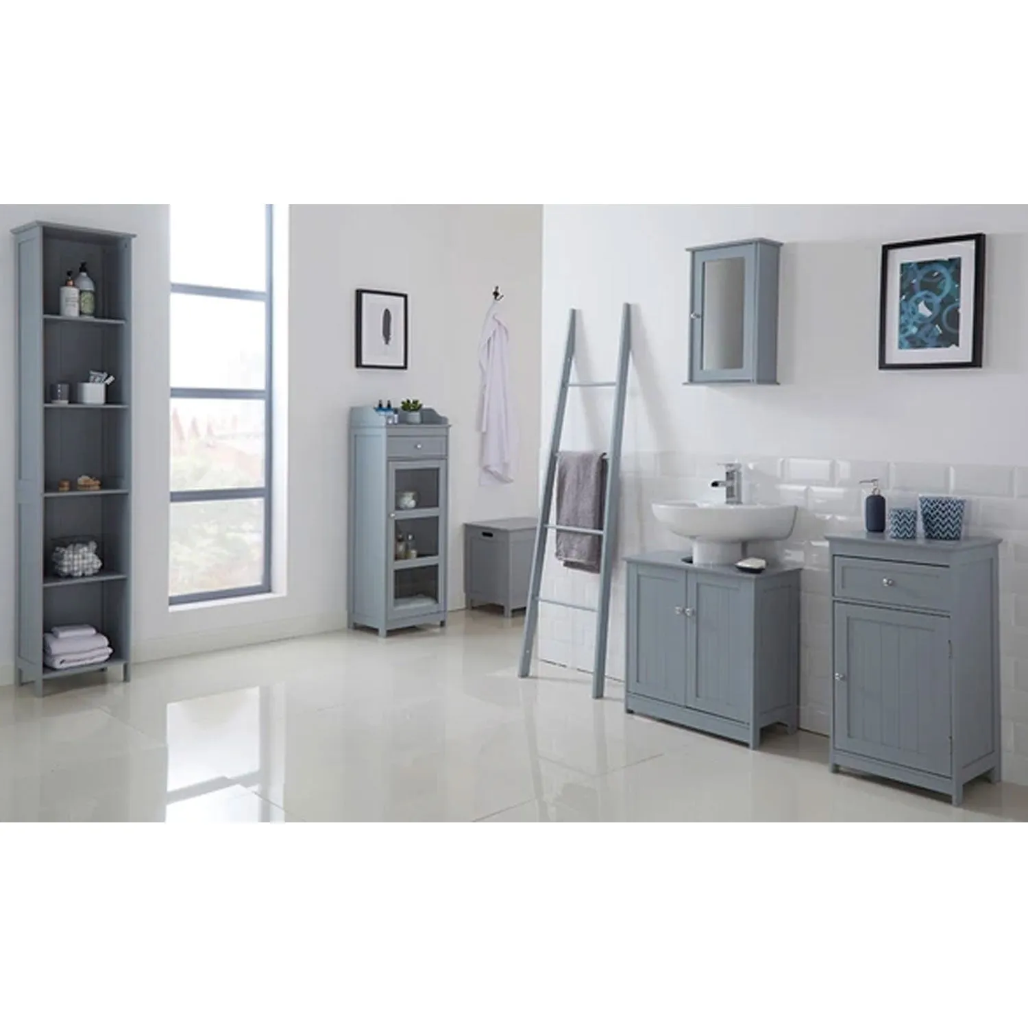 Alaska Grey 1 Glass Door Bathroom Cabinet