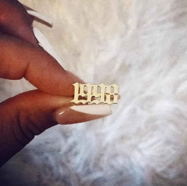 Ancient Goth Birth Year Ring (Dainty)