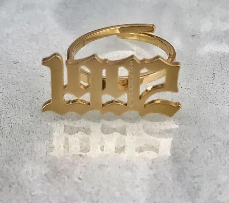 Ancient Goth Birth Year Ring (Dainty)