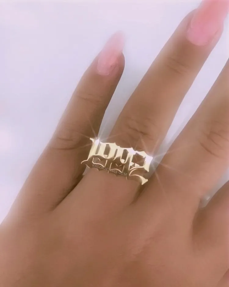 Ancient Goth Birth Year Ring (Dainty)