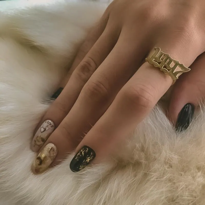 Ancient Goth Birth Year Ring (Dainty)