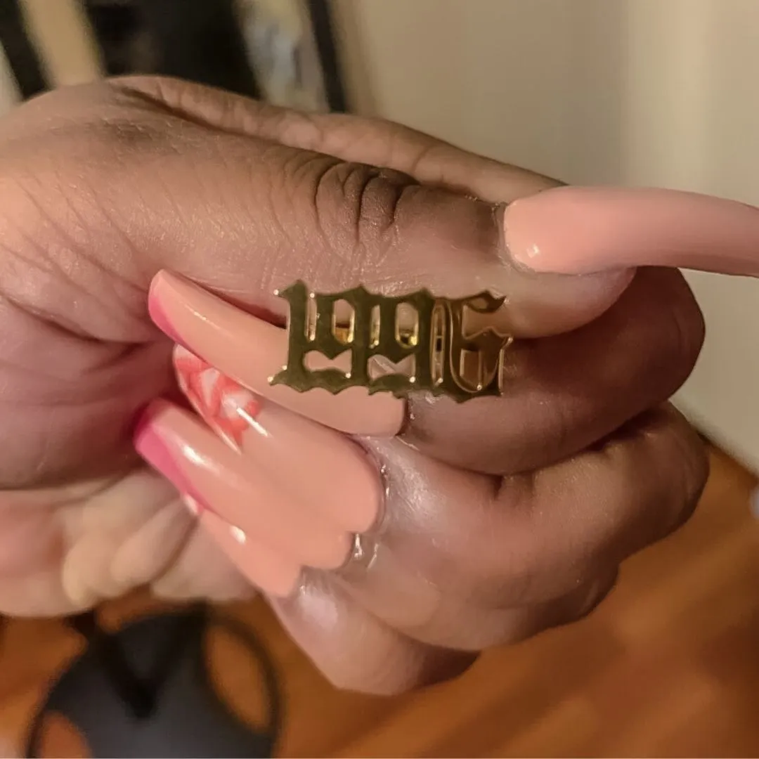 Ancient Goth Birth Year Ring (Dainty)