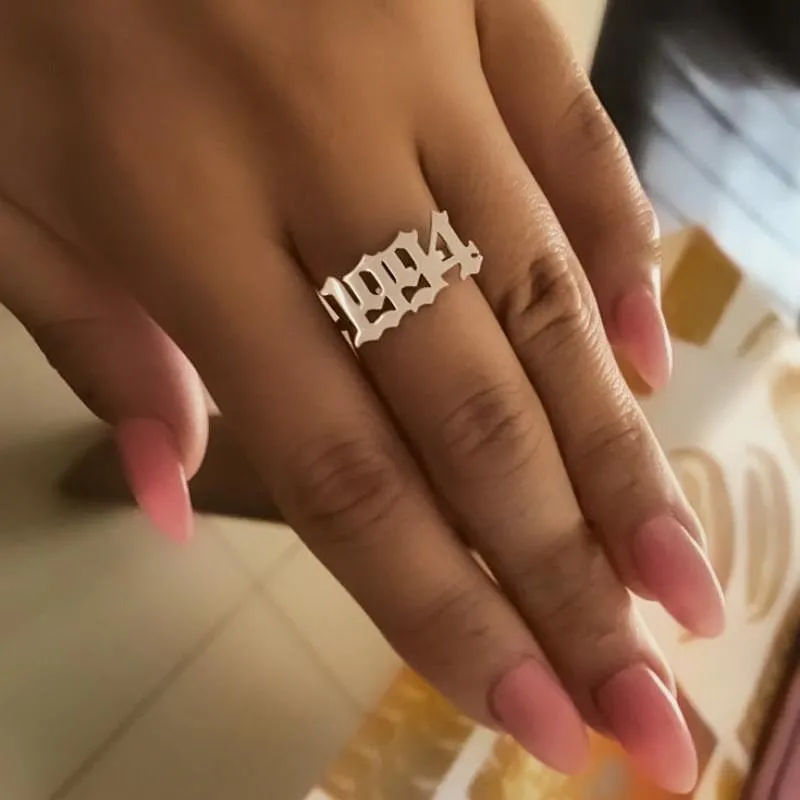 Ancient Goth Birth Year Ring (Dainty)
