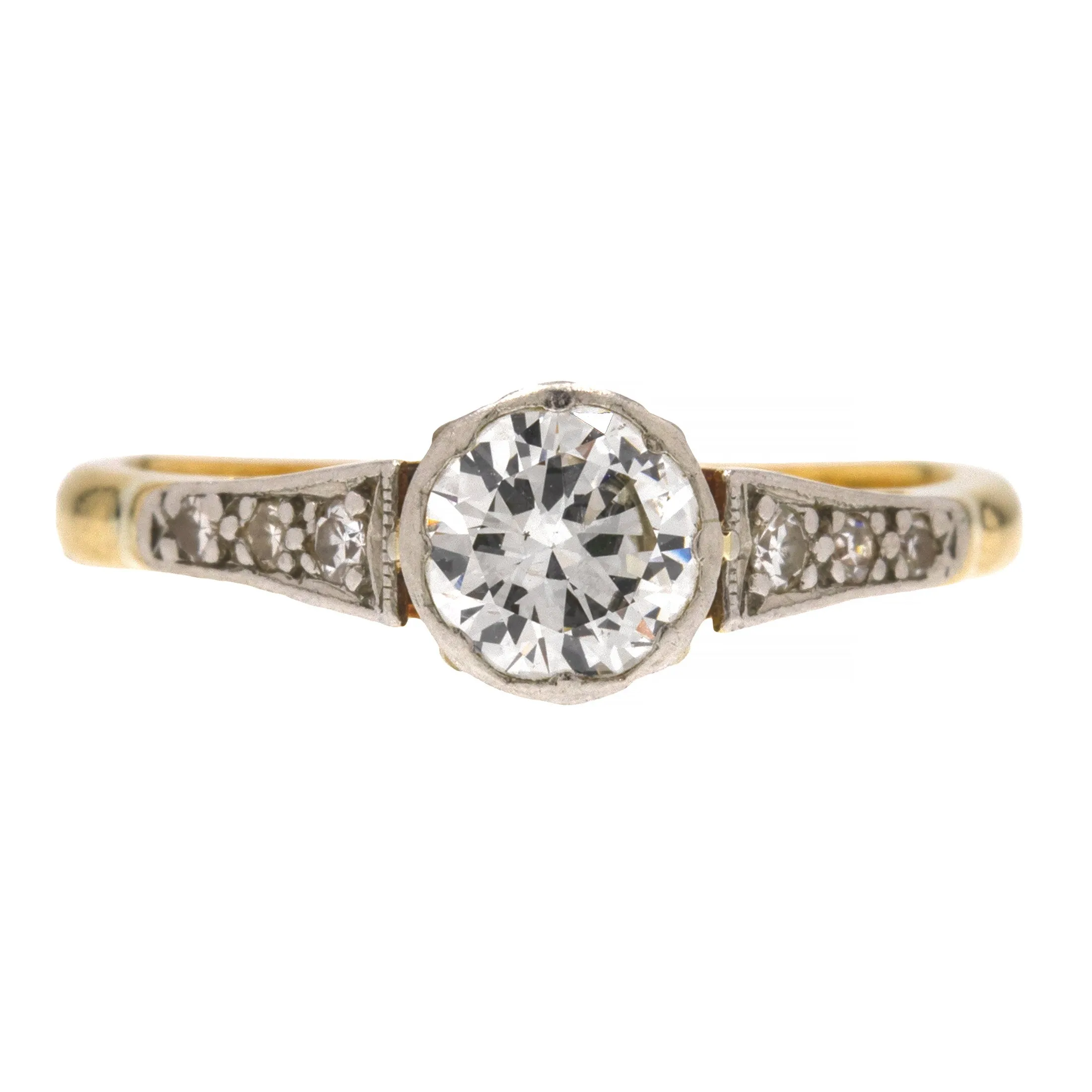 Antique 18ct Gold Bezel-Set Diamond Solitaire Engagement Ring, 0.50ct Diamond Centre