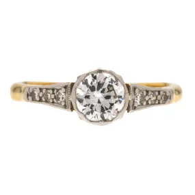 Antique 18ct Gold Bezel-Set Diamond Solitaire Engagement Ring, 0.50ct Diamond Centre