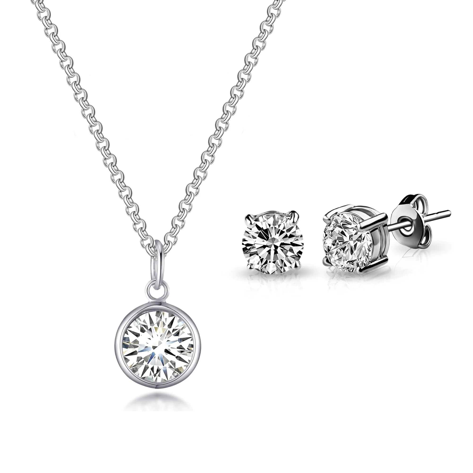 April (Diamond) Birthstone Necklace & Earrings Set Created with Zircondia® Crystals