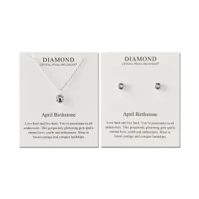 April (Diamond) Birthstone Necklace & Earrings Set Created with Zircondia® Crystals