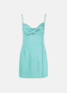 Aqua Crepe Mini Dress