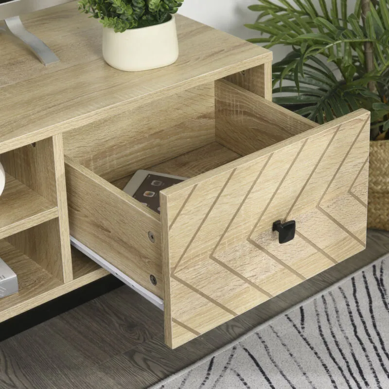Arrowed 2 Drawer Wooden TV Unit With Storage