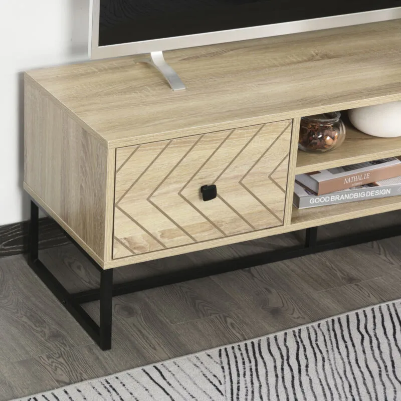 Arrowed 2 Drawer Wooden TV Unit With Storage