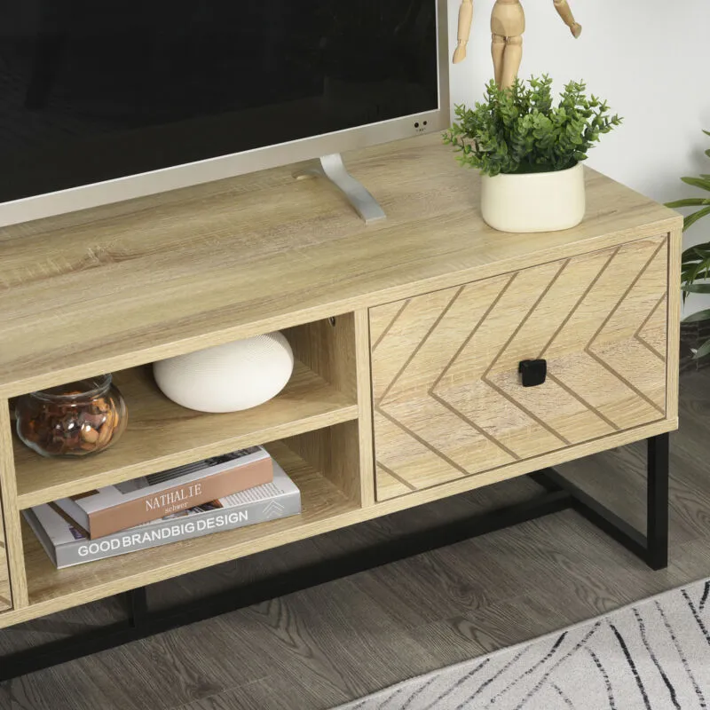 Arrowed 2 Drawer Wooden TV Unit With Storage