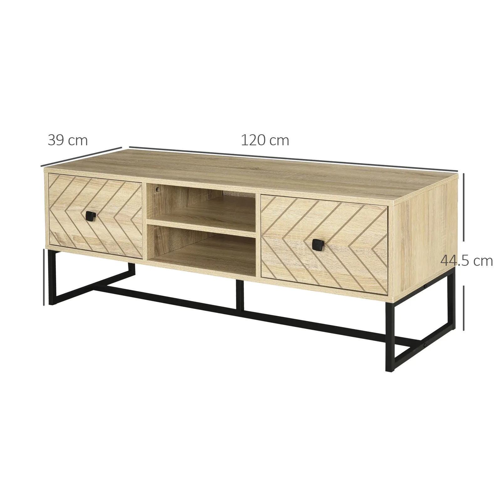 Arrowed 2 Drawer Wooden TV Unit With Storage