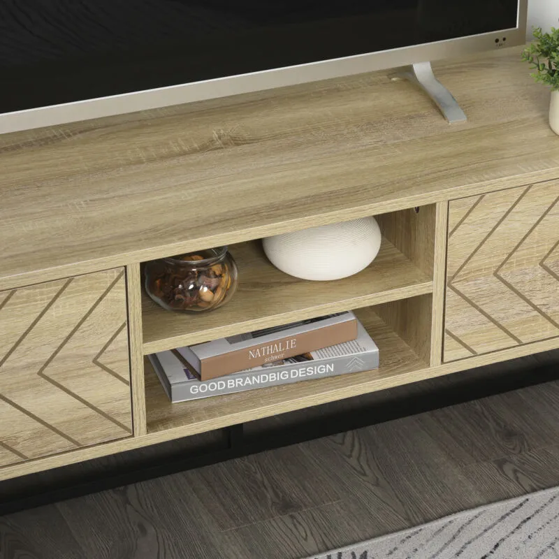 Arrowed 2 Drawer Wooden TV Unit With Storage