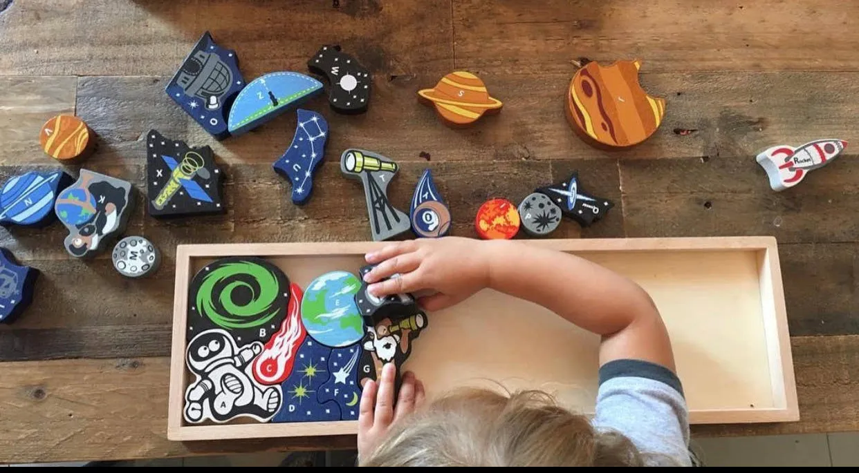 Astronaut in Space A to Z Wood Puzzle & Playset
