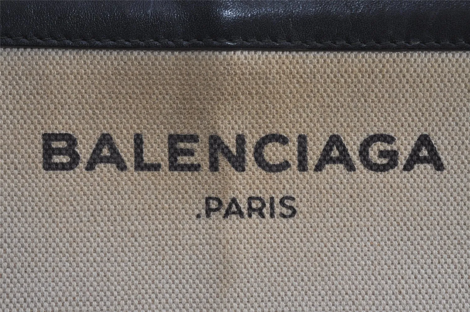 Auth BALENCIAGA Navy Pochette Shoulder Bag Canvas Leather 339937 White 8754J