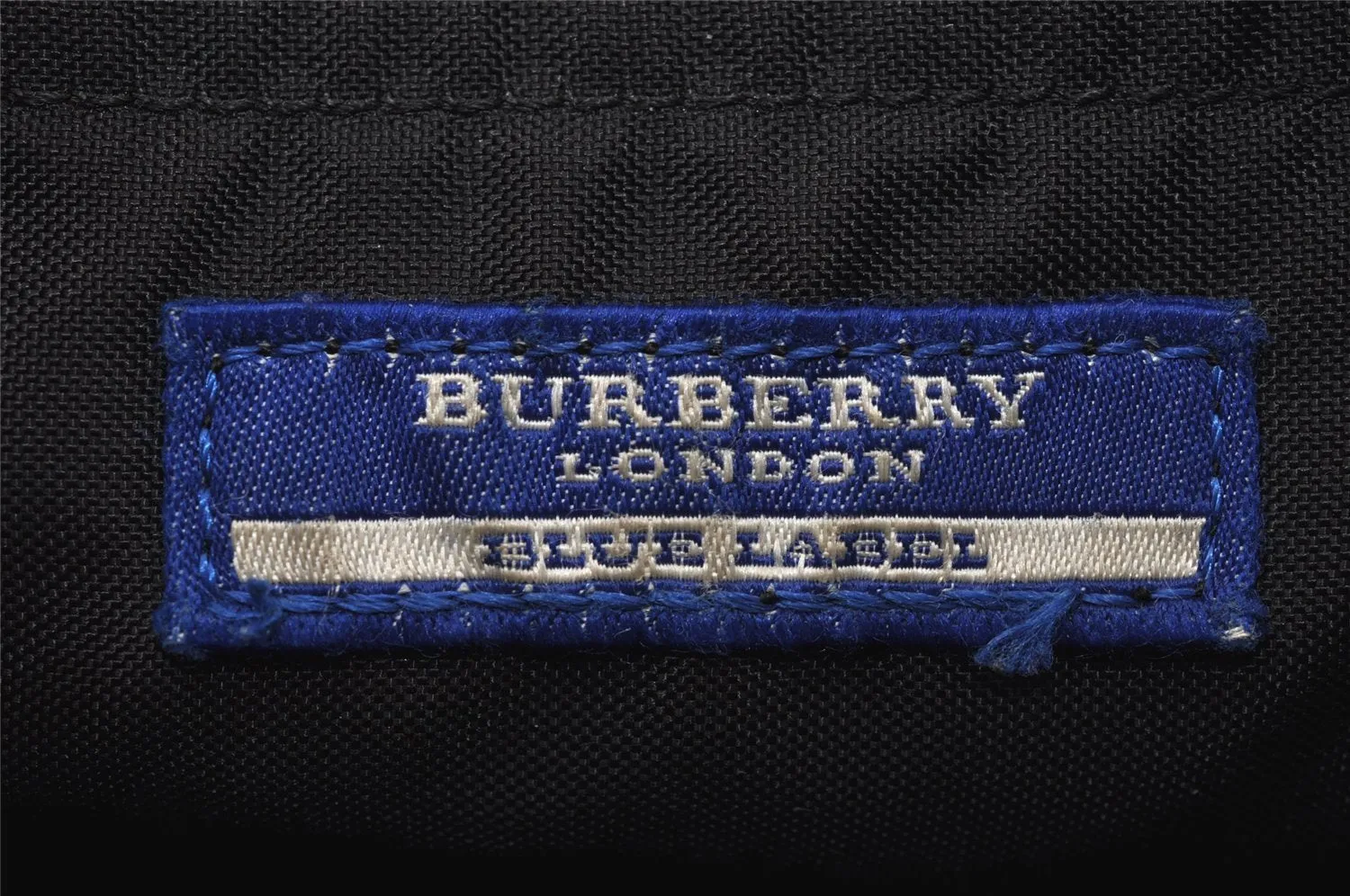 Auth BURBERRY BLUE LABEL Check Hand Bag Pouch Nylon Leather Beige Junk 0361J