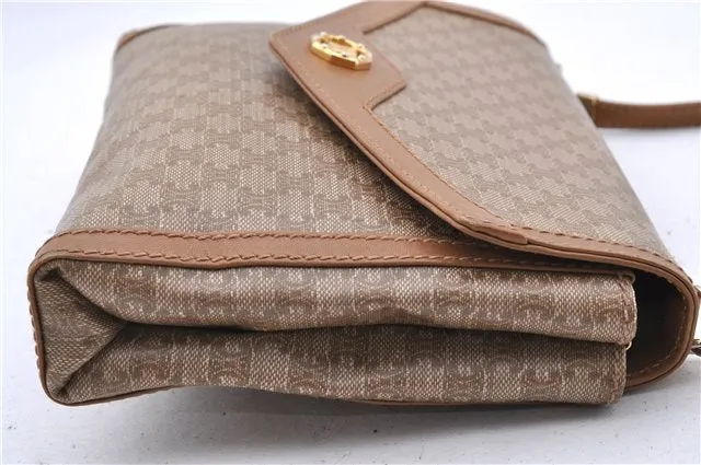 Auth CELINE Macadam Blason Pattern Shoulder Cross Bag PVC Leather Beige 9773C