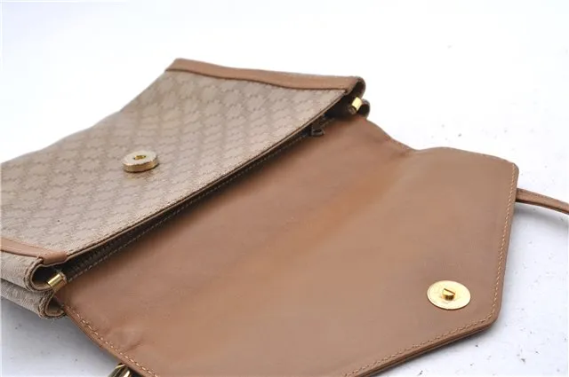 Auth CELINE Macadam Blason Pattern Shoulder Cross Bag PVC Leather Beige 9773C