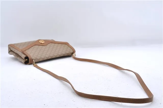 Auth CELINE Macadam Blason Pattern Shoulder Cross Bag PVC Leather Beige 9773C
