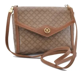 Auth CELINE Macadam Blason Pattern Shoulder Cross Bag PVC Leather Beige 9773C