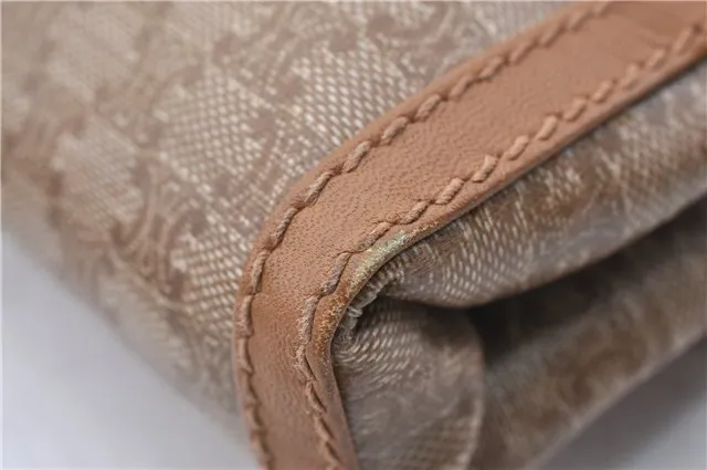 Auth CELINE Macadam Blason Pattern Shoulder Cross Bag PVC Leather Beige 9773C