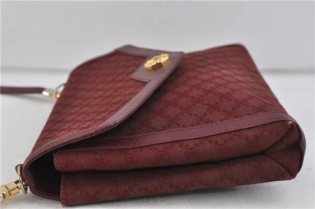 Auth CELINE Macadam Blason Shoulder Cross Body Bag Canvas Leather Bordeaux 6978C