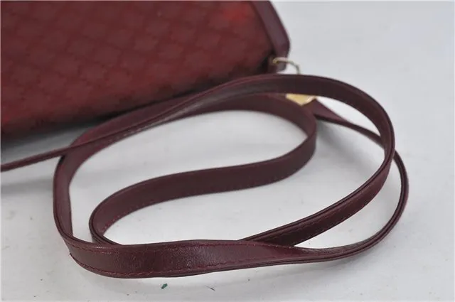 Auth CELINE Macadam Blason Shoulder Cross Body Bag Canvas Leather Bordeaux 6978C