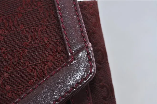 Auth CELINE Macadam Blason Shoulder Cross Body Bag Canvas Leather Bordeaux 6978C