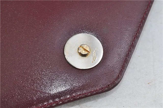 Auth CELINE Macadam Blason Shoulder Cross Body Bag Canvas Leather Bordeaux 6978C