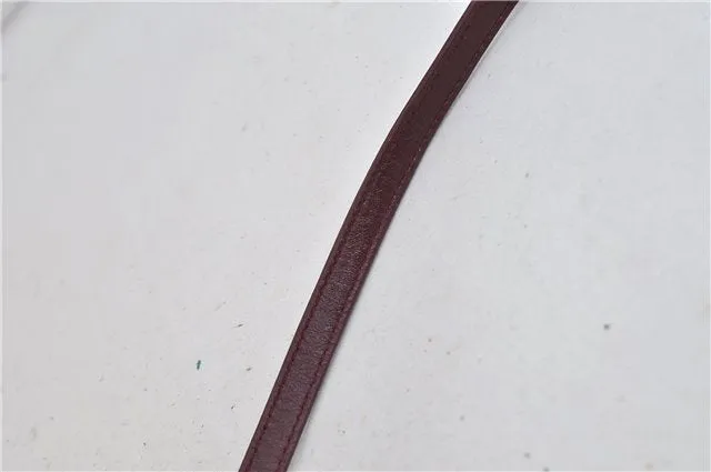 Auth CELINE Macadam Blason Shoulder Cross Body Bag Canvas Leather Bordeaux 6978C