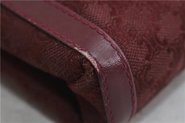 Auth CELINE Macadam Blason Shoulder Cross Body Bag Canvas Leather Bordeaux 6978C