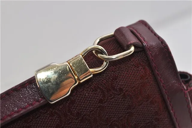 Auth CELINE Macadam Blason Shoulder Cross Body Bag Canvas Leather Bordeaux 6978C