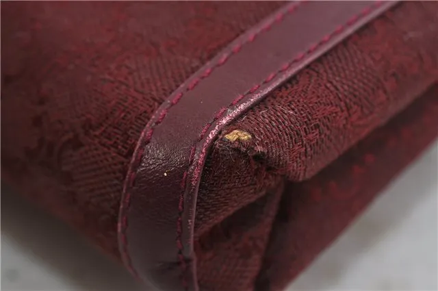Auth CELINE Macadam Blason Shoulder Cross Body Bag Canvas Leather Bordeaux 6978C