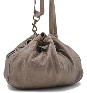 Auth Christian Dior Cannage Leather Shoulder Hand Bag Purse Brown Gold CD 6400B