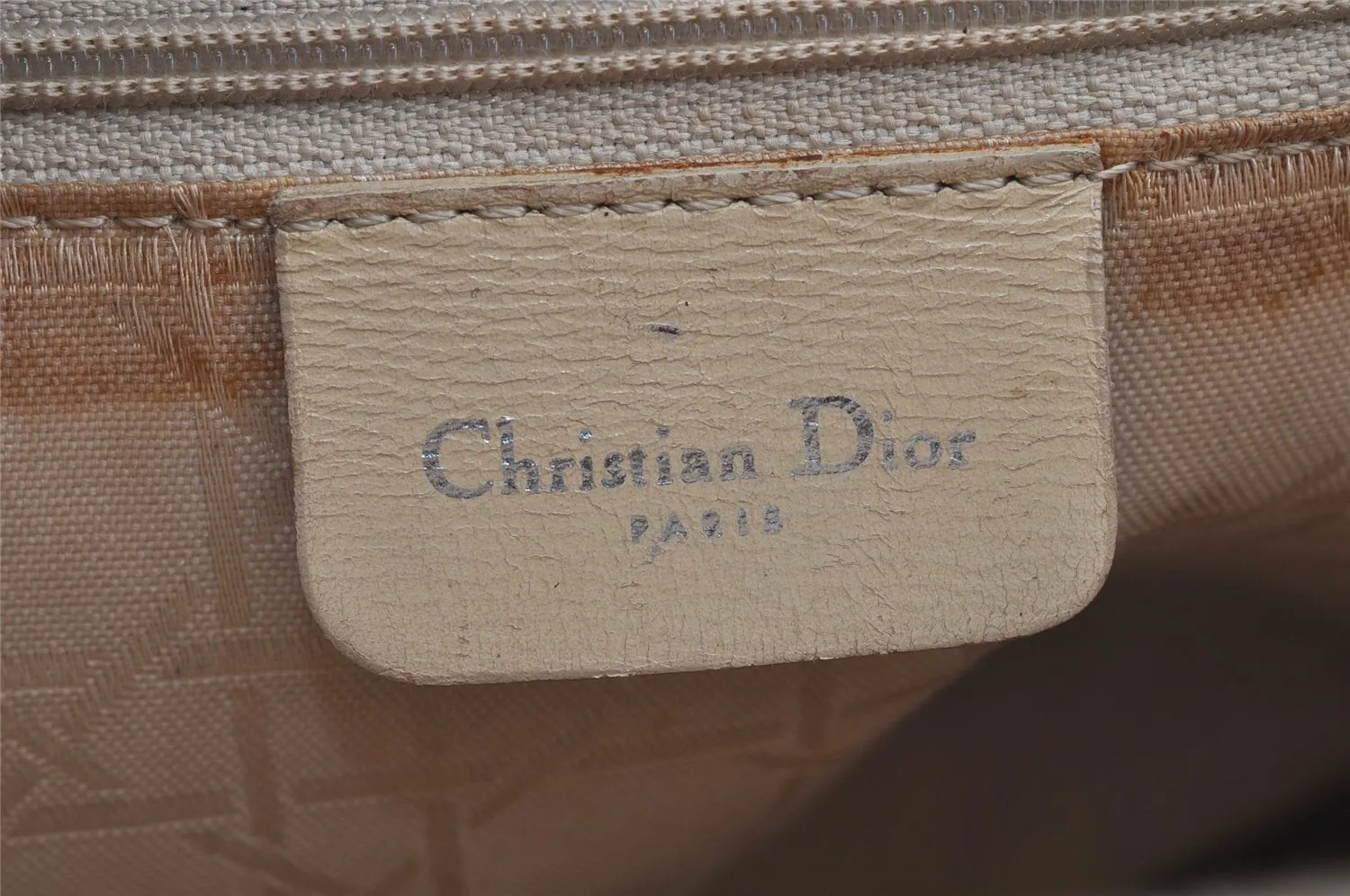 Auth Christian Dior Lady Dior Cannage Nylon Leather 2Way Hand Bag Beige 9305I