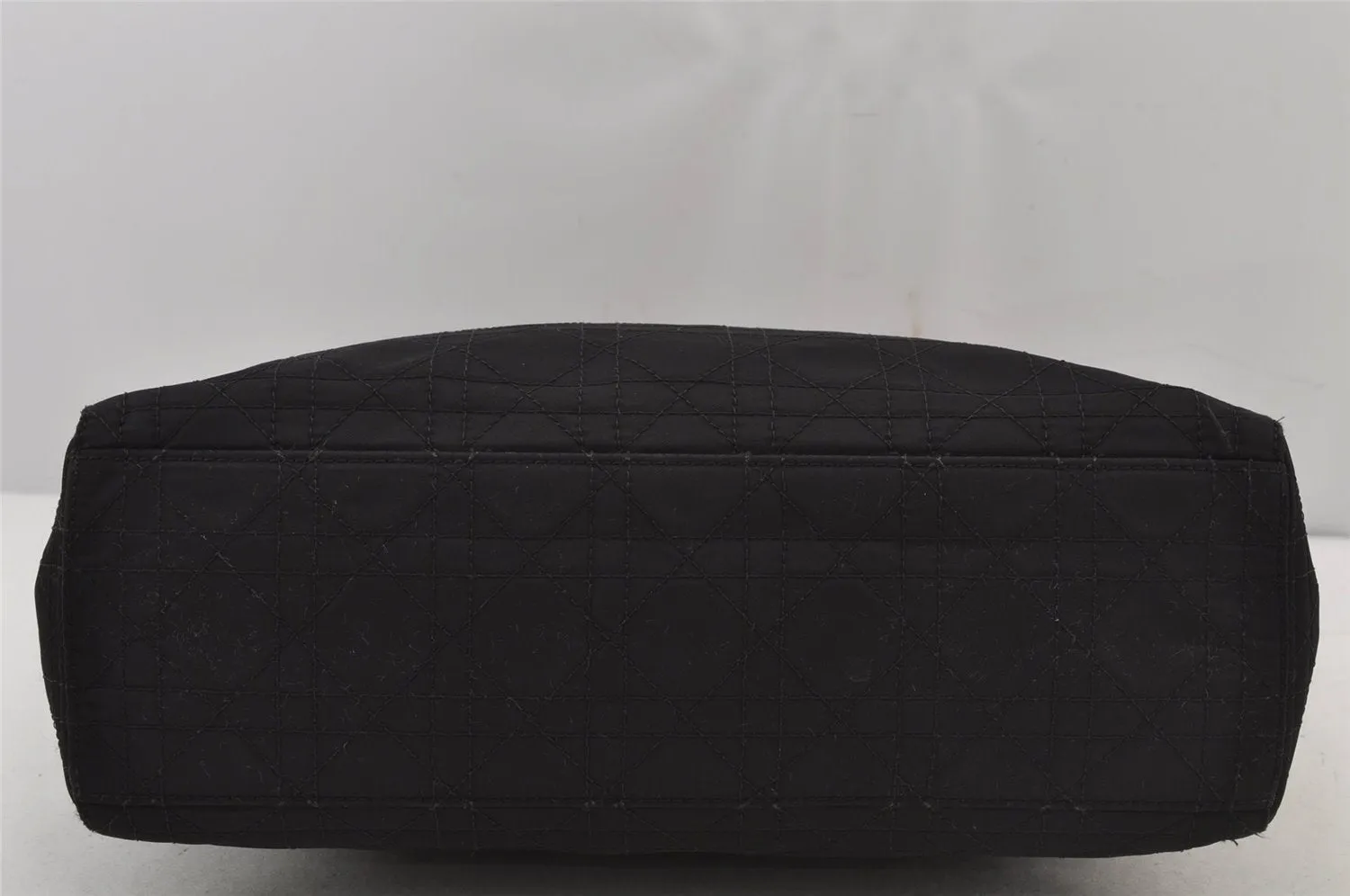 Auth Christian Dior Lady Dior Cannage Nylon Leather 2Way Hand Bag Black CD 6812J