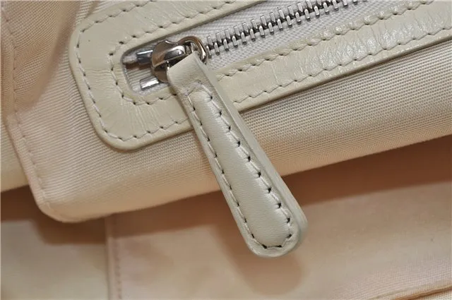Auth Christian Dior Panarea Cannage Shoulder Tote Bag PVC Leather Ivory 7571C