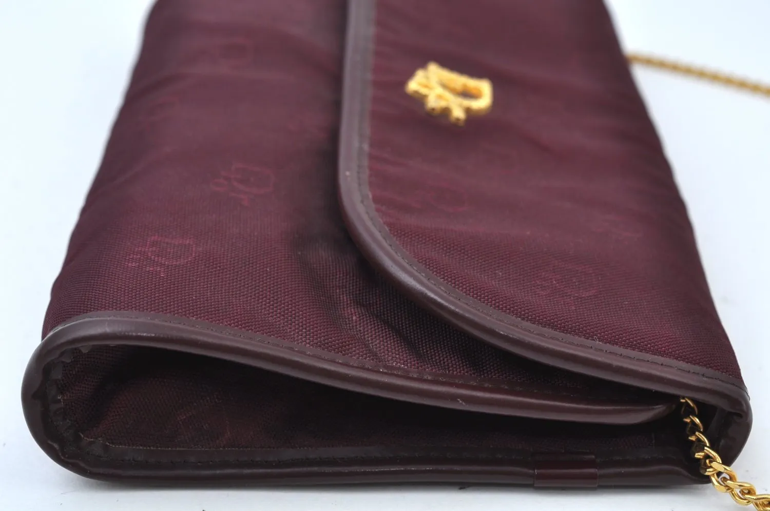 Auth Christian Dior Trotter Shoulder Cross Body Bag Nylon Leather Bordeaux K9893
