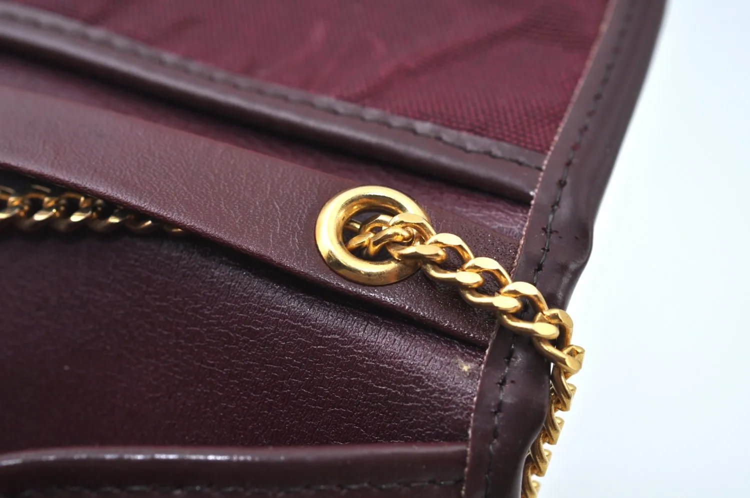 Auth Christian Dior Trotter Shoulder Cross Body Bag Nylon Leather Bordeaux K9893