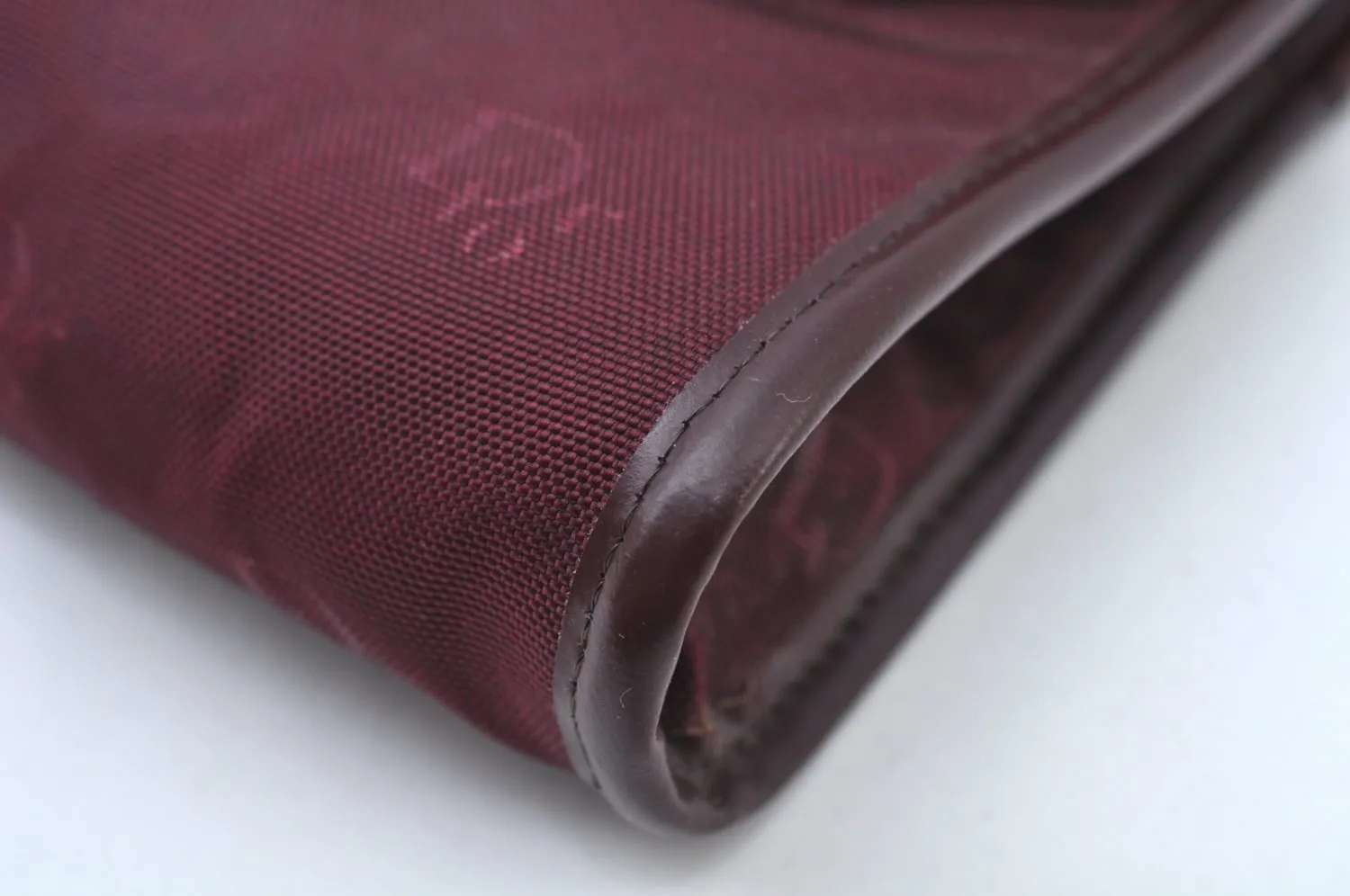 Auth Christian Dior Trotter Shoulder Cross Body Bag Nylon Leather Bordeaux K9893