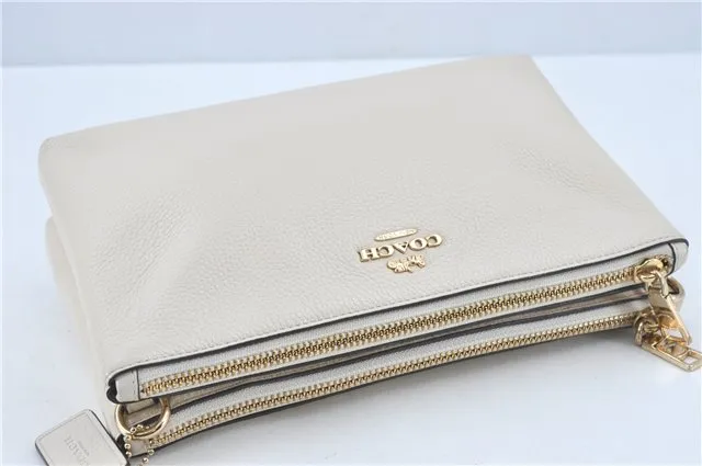 Auth COACH 2Way Shoulder Cross Body Clutch Bag Purse Leather F38273 White 0262E