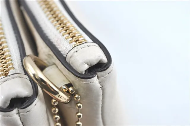 Auth COACH 2Way Shoulder Cross Body Clutch Bag Purse Leather F38273 White 0262E