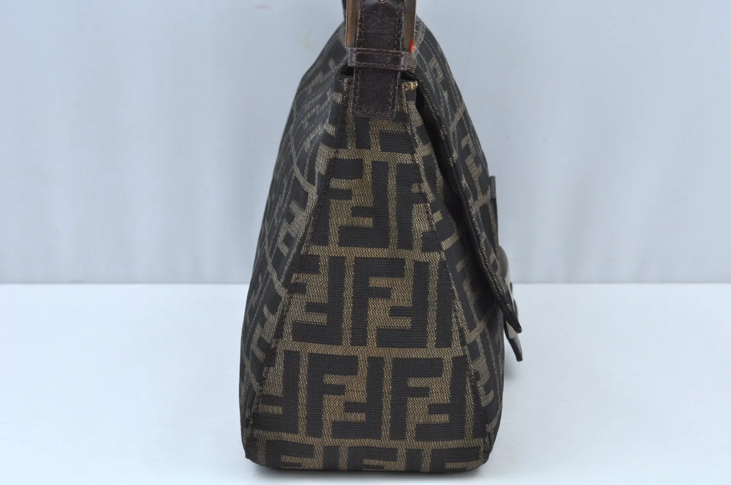 Auth FENDI Zucca Mamma Baguette Shoulder Bag Canvas Leather Brown K9478