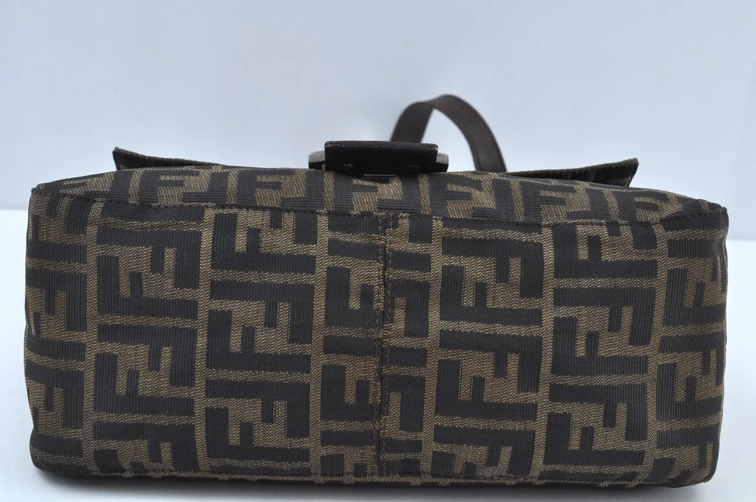 Auth FENDI Zucca Mamma Baguette Shoulder Bag Canvas Leather Brown K9478
