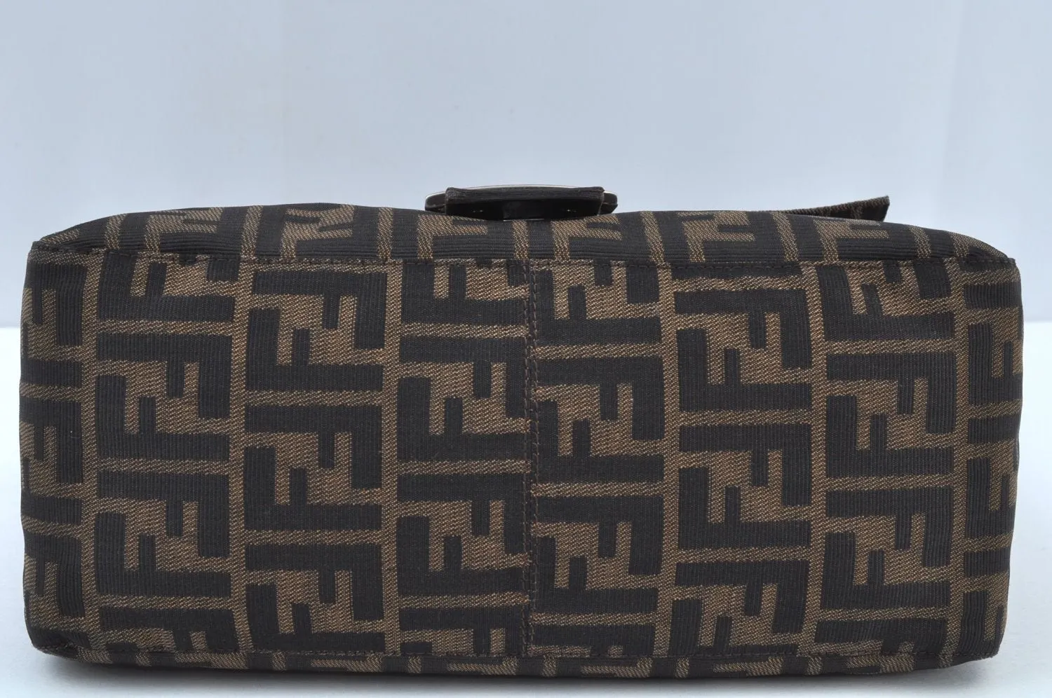 Auth FENDI Zucca Mamma Baguette Shoulder Bag Canvas Leather Brown K9585