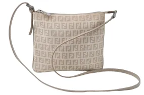 Auth FENDI Zucchino Shoulder Cross Body Bag Purse Canvas Leather Beige J1362