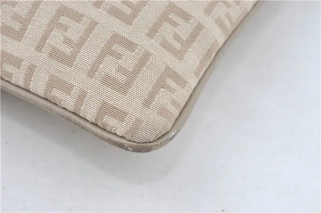 Auth FENDI Zucchino Shoulder Cross Body Bag Purse Canvas Leather Beige J1886