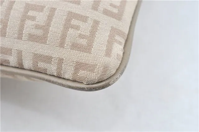 Auth FENDI Zucchino Shoulder Cross Body Bag Purse Canvas Leather Beige J1886